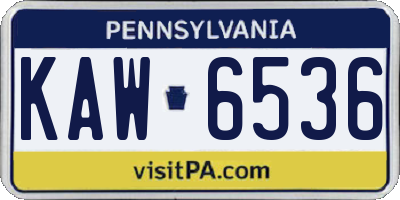 PA license plate KAW6536