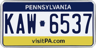 PA license plate KAW6537
