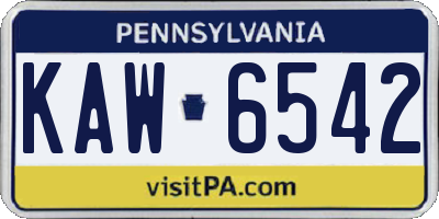 PA license plate KAW6542