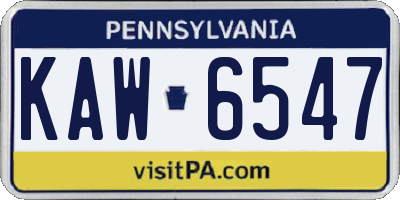 PA license plate KAW6547