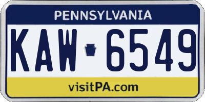 PA license plate KAW6549