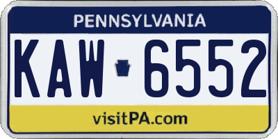 PA license plate KAW6552