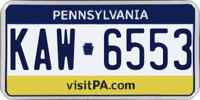 PA license plate KAW6553