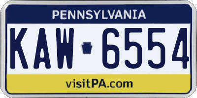 PA license plate KAW6554