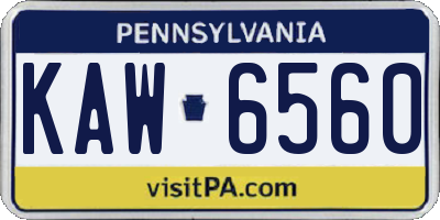 PA license plate KAW6560