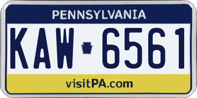 PA license plate KAW6561