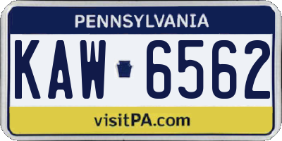 PA license plate KAW6562