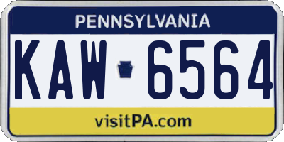 PA license plate KAW6564