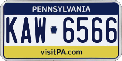 PA license plate KAW6566