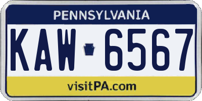PA license plate KAW6567