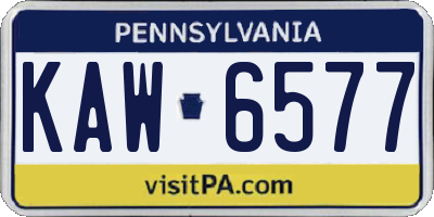 PA license plate KAW6577