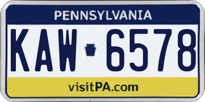 PA license plate KAW6578