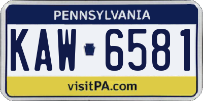 PA license plate KAW6581