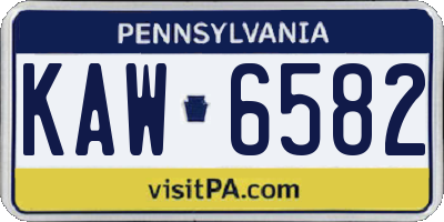 PA license plate KAW6582