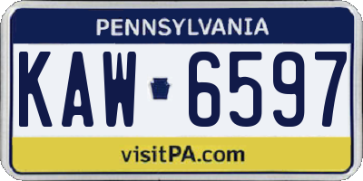 PA license plate KAW6597