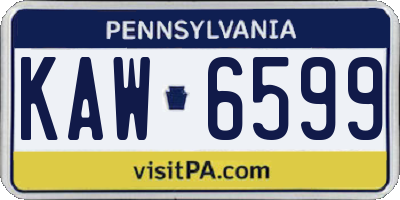 PA license plate KAW6599