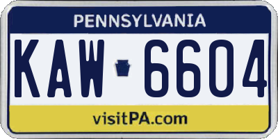 PA license plate KAW6604