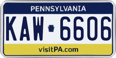 PA license plate KAW6606