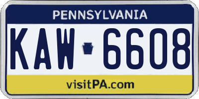 PA license plate KAW6608