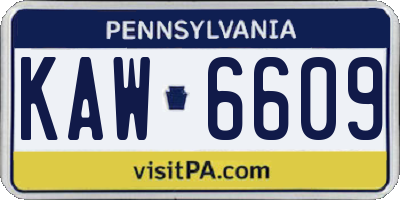 PA license plate KAW6609