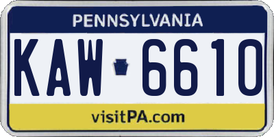 PA license plate KAW6610