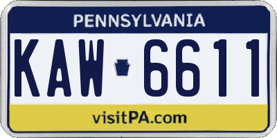 PA license plate KAW6611