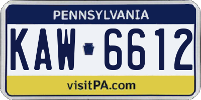 PA license plate KAW6612