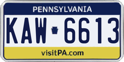 PA license plate KAW6613