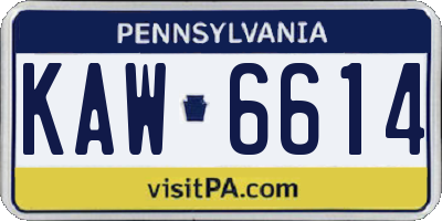 PA license plate KAW6614