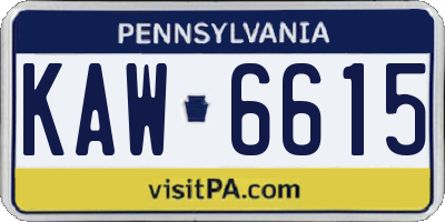 PA license plate KAW6615
