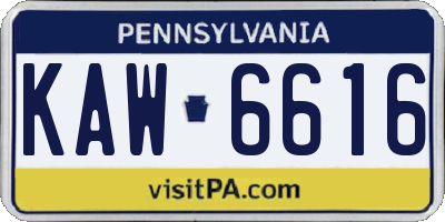 PA license plate KAW6616