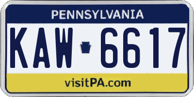 PA license plate KAW6617