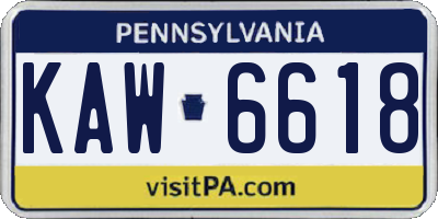 PA license plate KAW6618