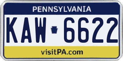 PA license plate KAW6622