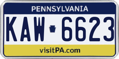 PA license plate KAW6623
