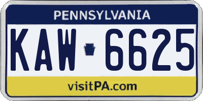 PA license plate KAW6625