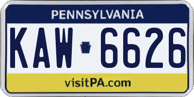 PA license plate KAW6626