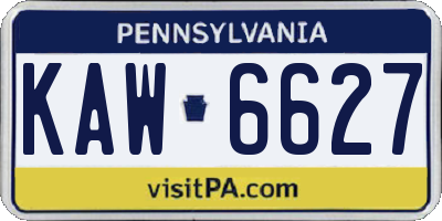 PA license plate KAW6627