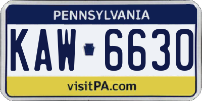PA license plate KAW6630