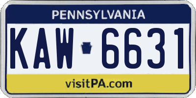 PA license plate KAW6631