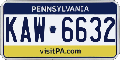 PA license plate KAW6632