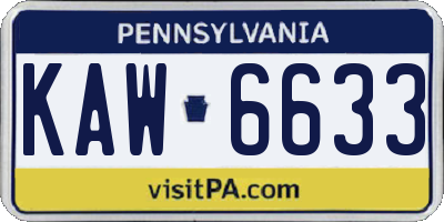 PA license plate KAW6633