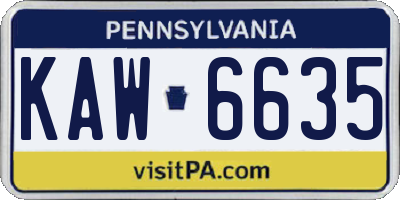 PA license plate KAW6635