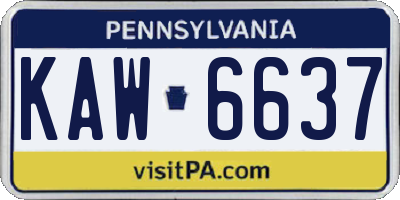 PA license plate KAW6637