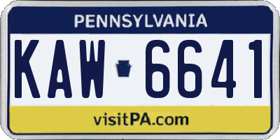 PA license plate KAW6641