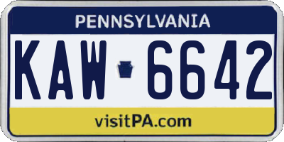 PA license plate KAW6642