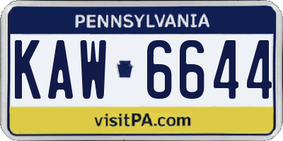 PA license plate KAW6644