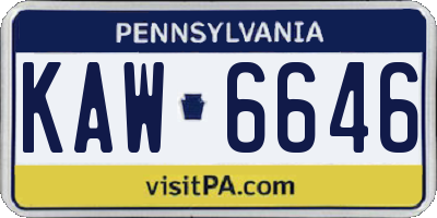 PA license plate KAW6646