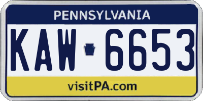 PA license plate KAW6653
