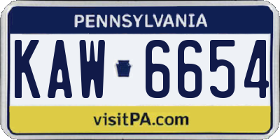 PA license plate KAW6654